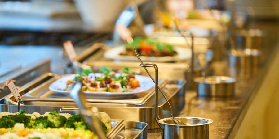 Buffet food in chafing dish