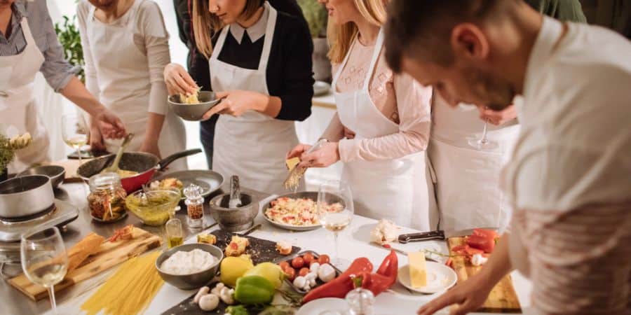 Culinary student making food