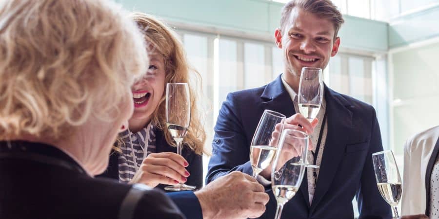 Company Bosses Tossing wine glasses