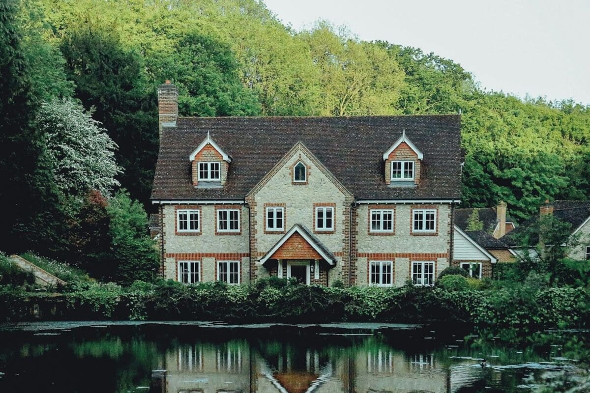 Georgian style house near a body of water