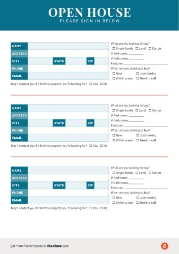 The Close detailed questionnaire sign-in sheet template #4