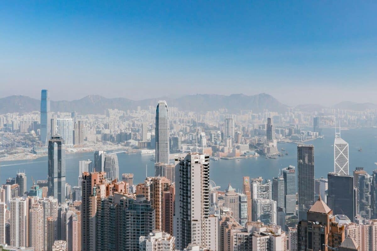 An aerial view of Hong Kong