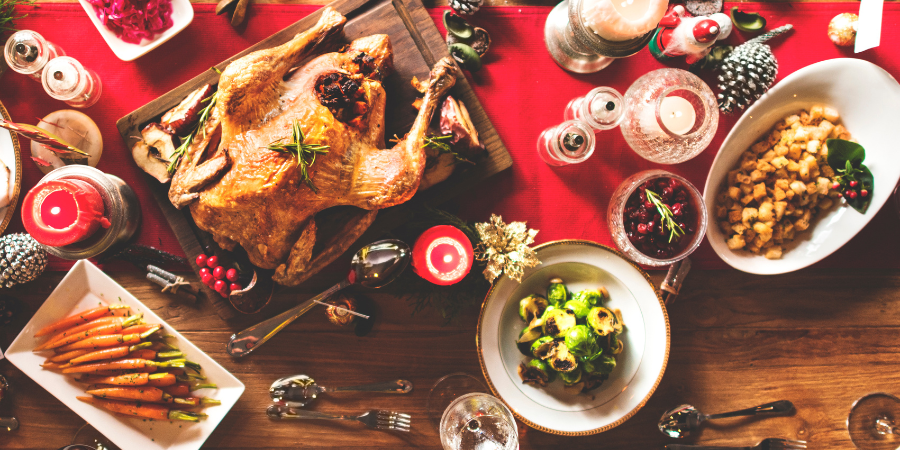 Traditional Christmas Eve dinner on table