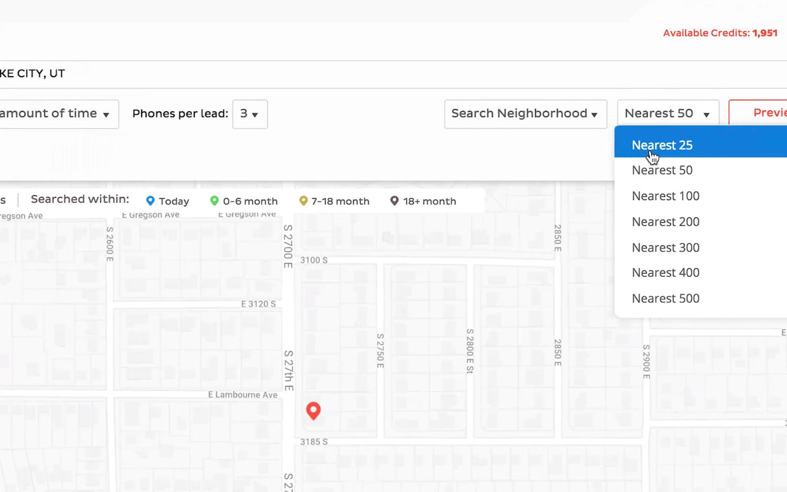 Geoleads search neighborhood