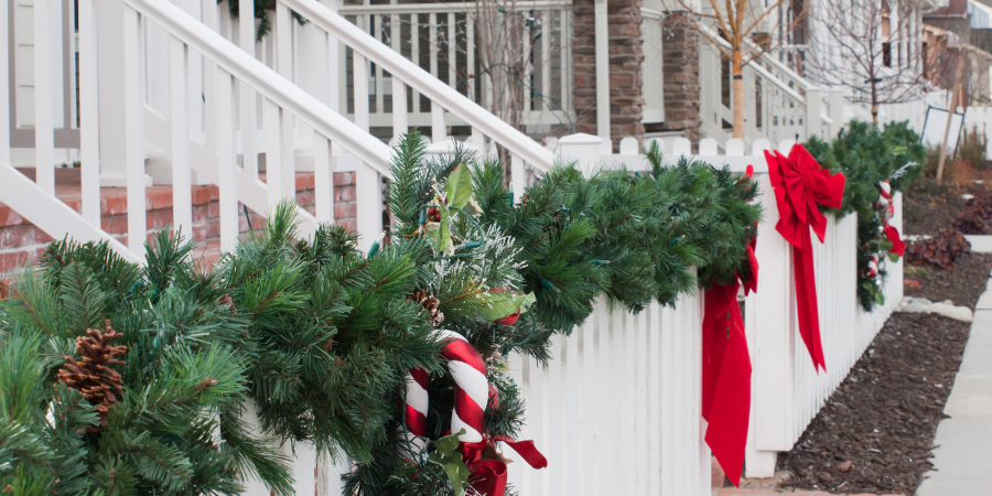 Christmas decoration in white fence