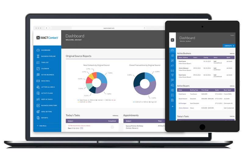 Screenshot of CRM dashboard on laptop and mobile