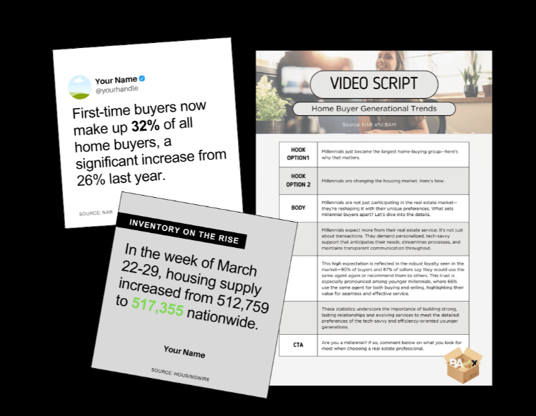 Premade video script and social media content from BAMx.