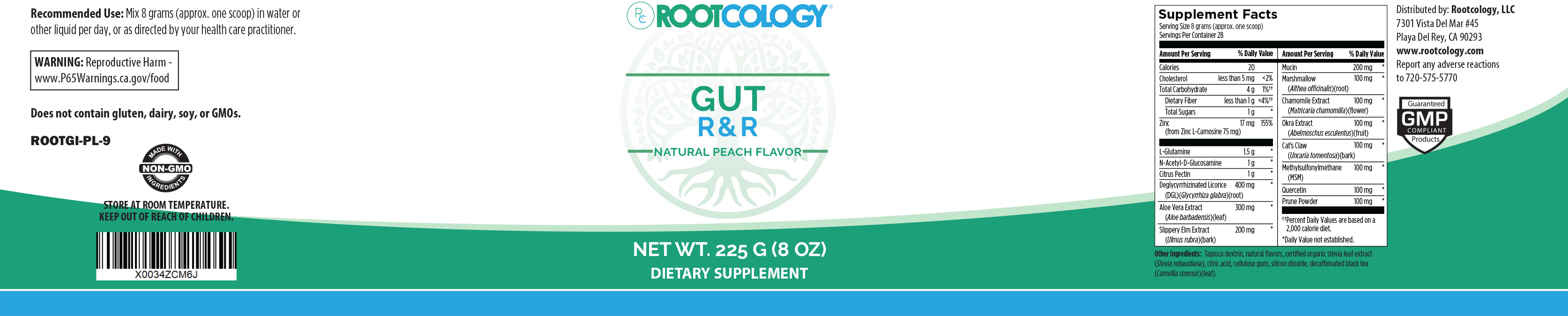 Rootcology Gut R&R Supplement Label