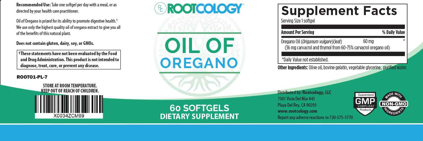 Rootcology Oil of Oregano Supplement Label
