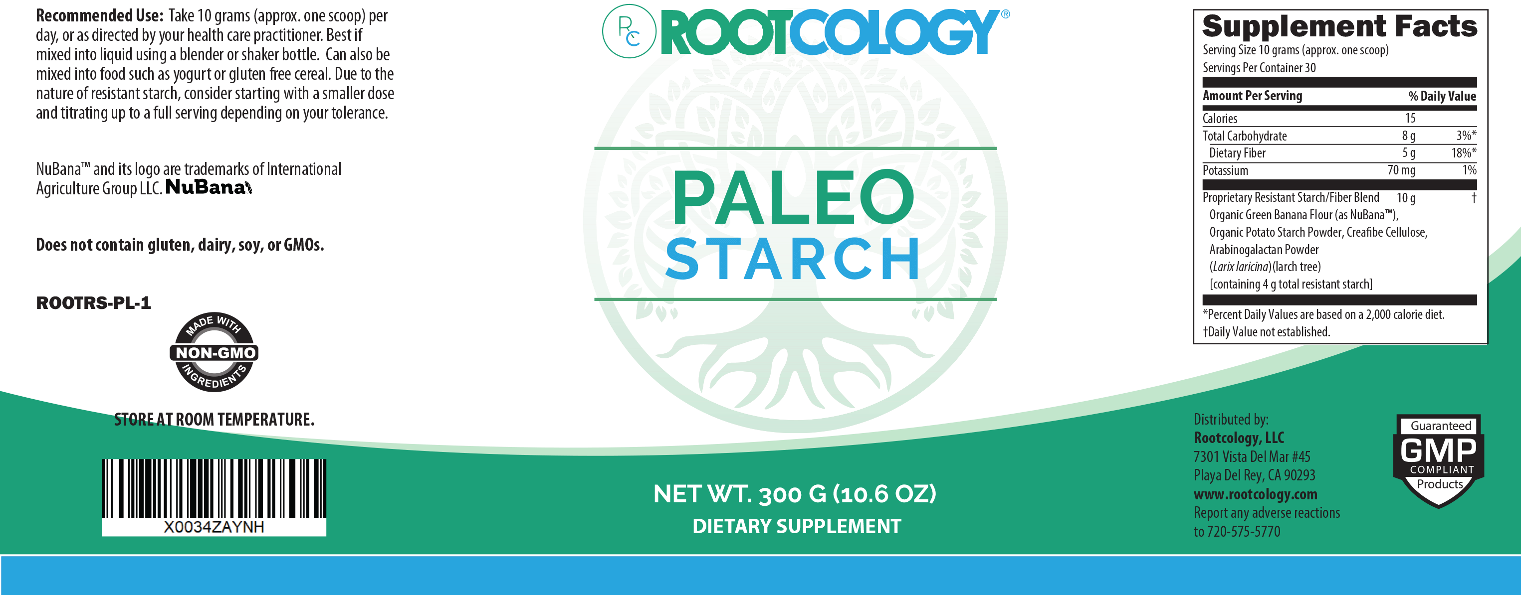 Rootcology Paleo Starch Supplement Label