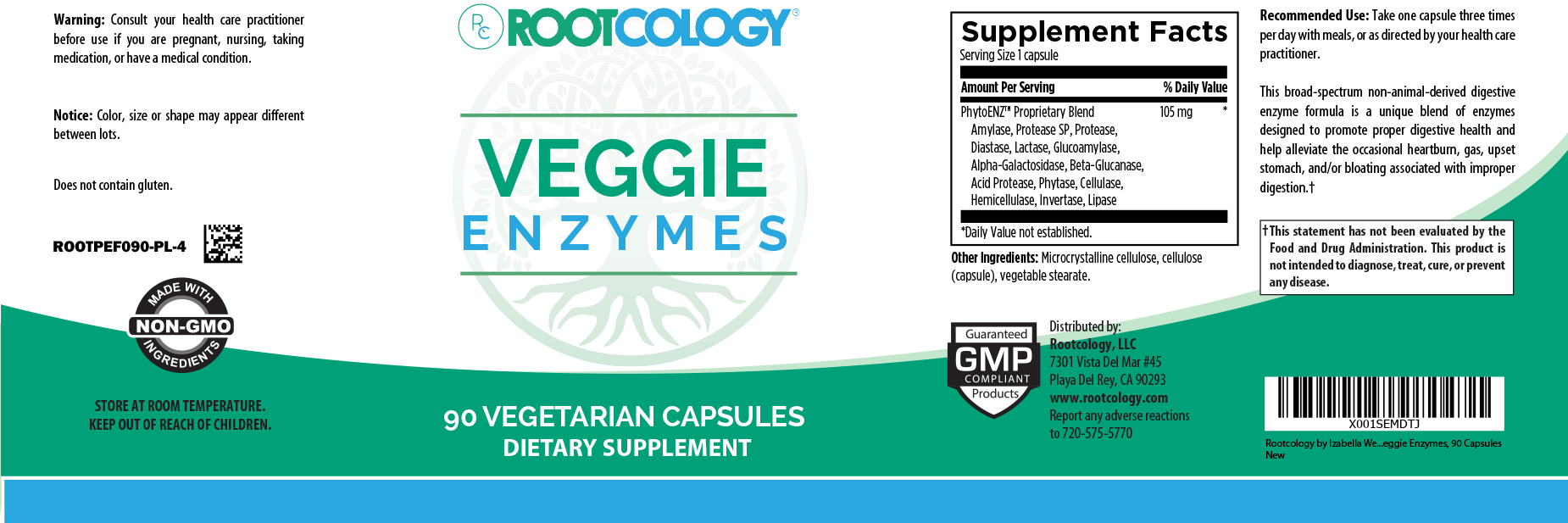 Rootcology Veggie Enzymes Supplement Label