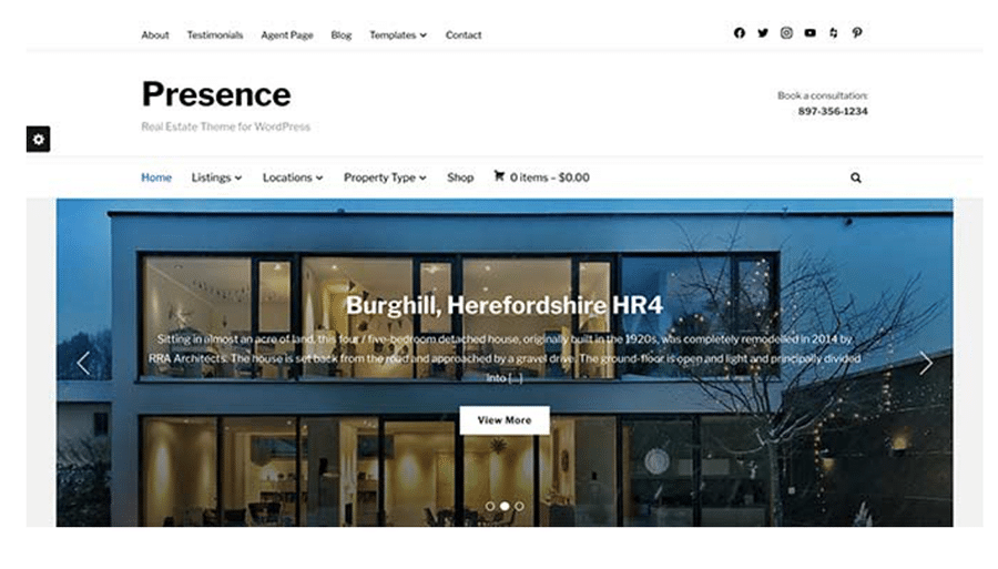 example of a Wordpress theme ideal for real estate