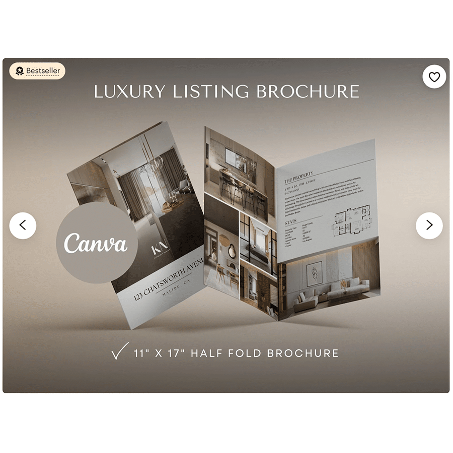 real estate brochure showcasing a new listing that one can edit in Canva