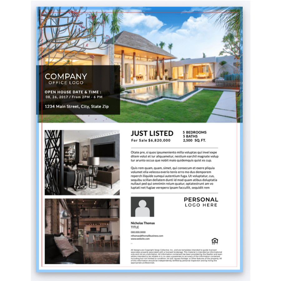 real estate brochure showcasing a new luxury listing.