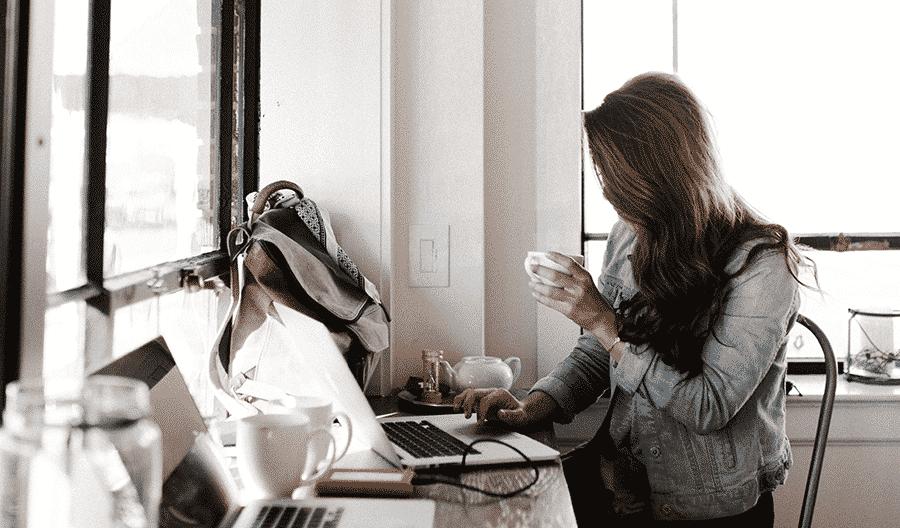 Woman working with her laptop