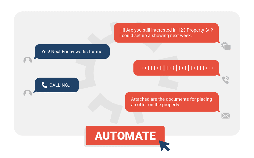 sample conversation between a client and the Agent Legend software, with a button at the bottom that says, "Automate"