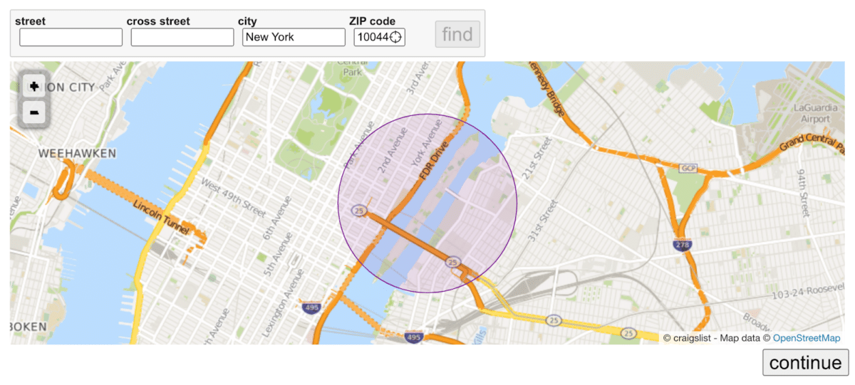 Craigslist mapping feature for exactly pinning the property's location