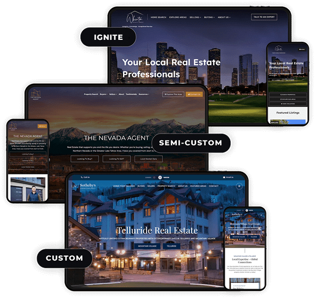 Real estate website examples on both tablet and mobile phones