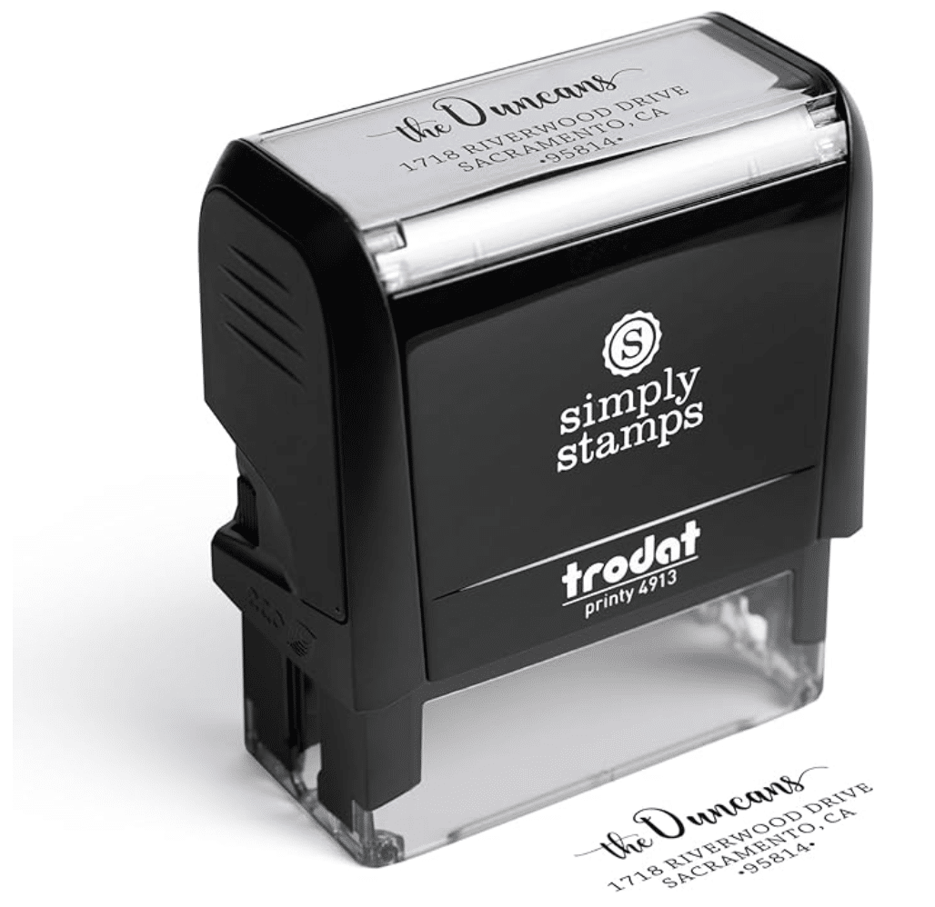 Black self-inking address stamp