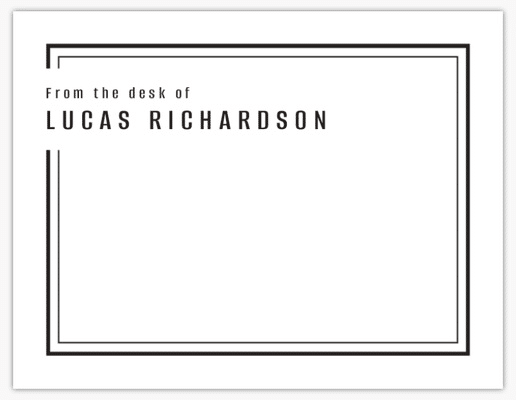 Example of custom stationary with black decorative border and client name in black