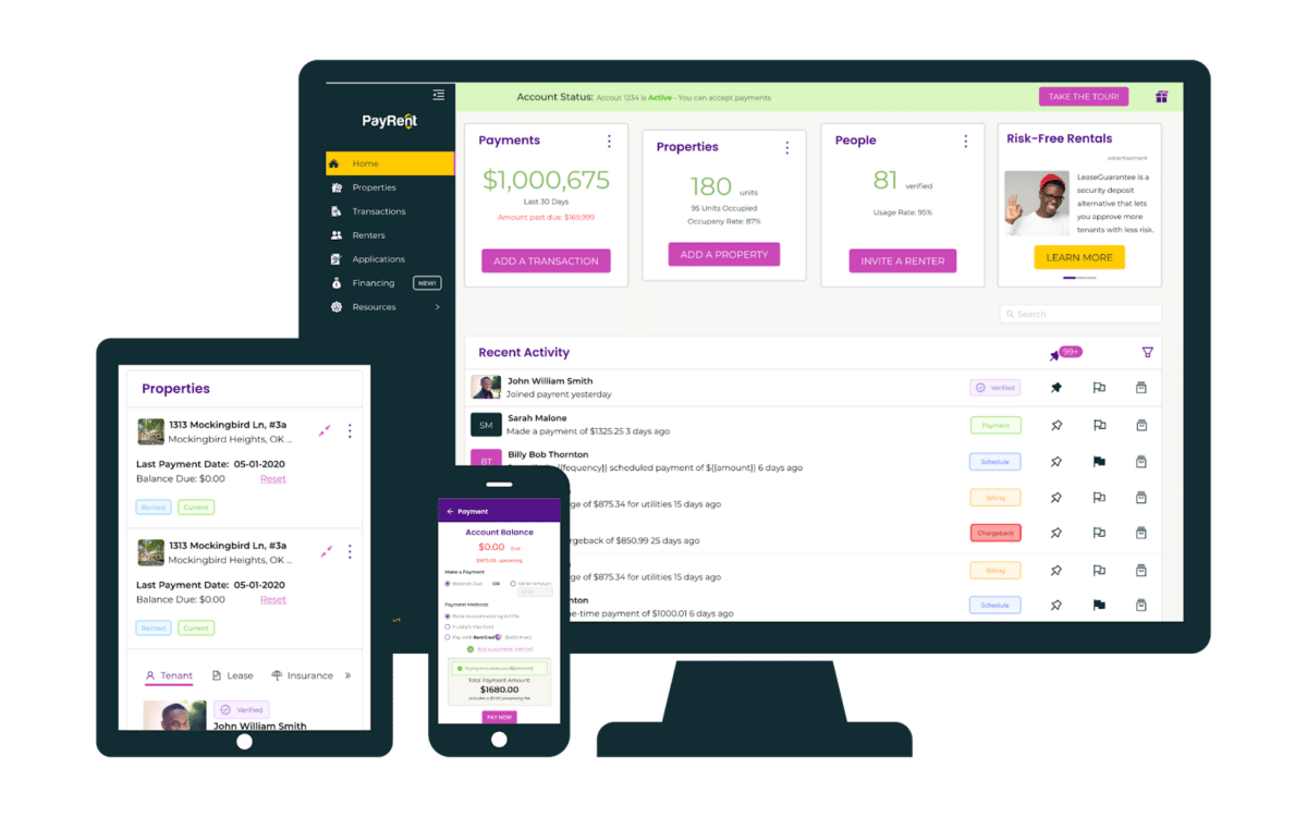 PayRent online rent collection dashboard