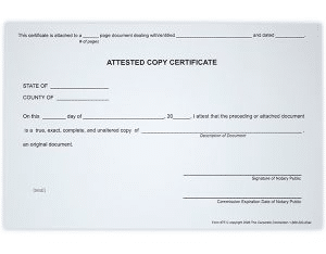 Product attested copy certificate