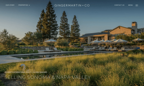 A screenshot of Ginger Martin's real estate website, which was created by Luxury Presence